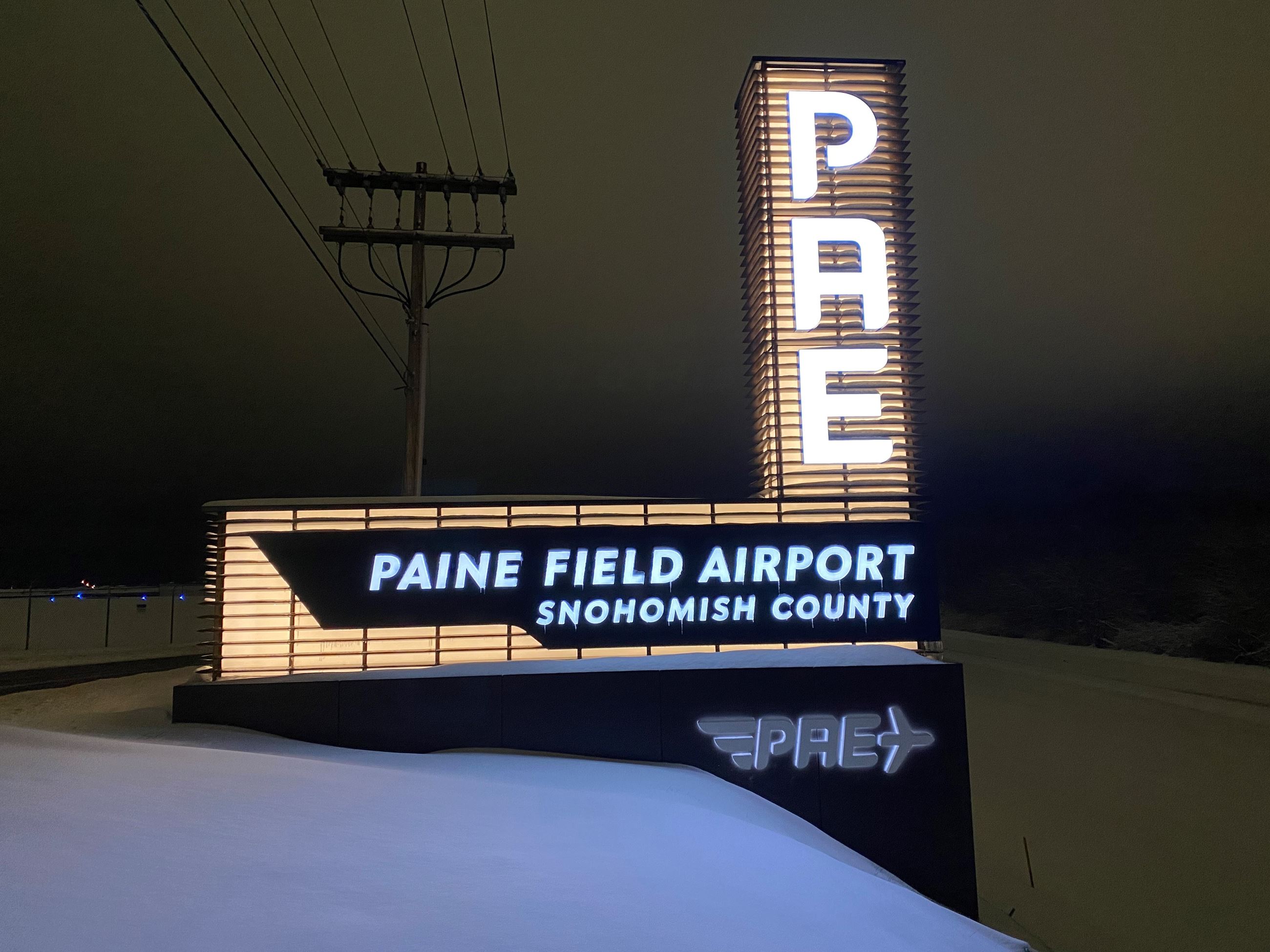 PAE Sign at night